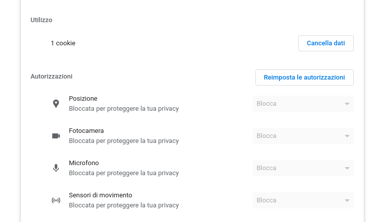 opzioni di sicurezza chrome